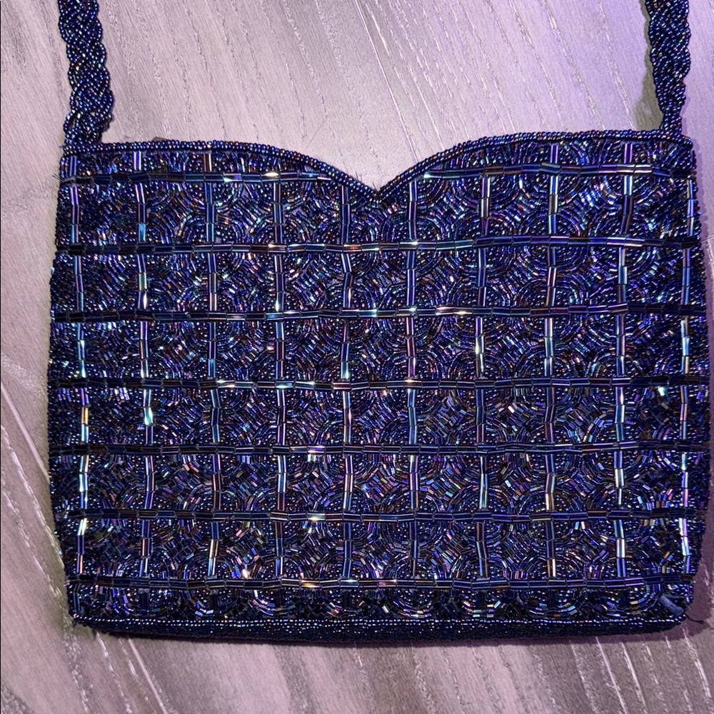 Elegant royal blue Beaded Clutch - Picture 3 of 7